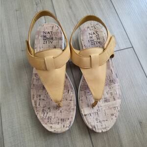 Naturalizer Lincoln Leather Sandals Sunset Yellow Women Sz 8M